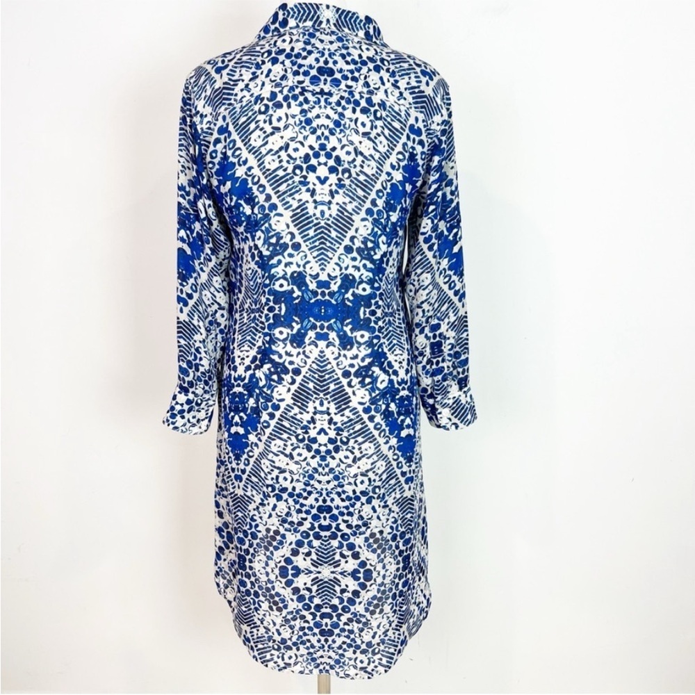 Cabi Blue Watercolor Jerel Shirt Dress - Picture 3 of 6